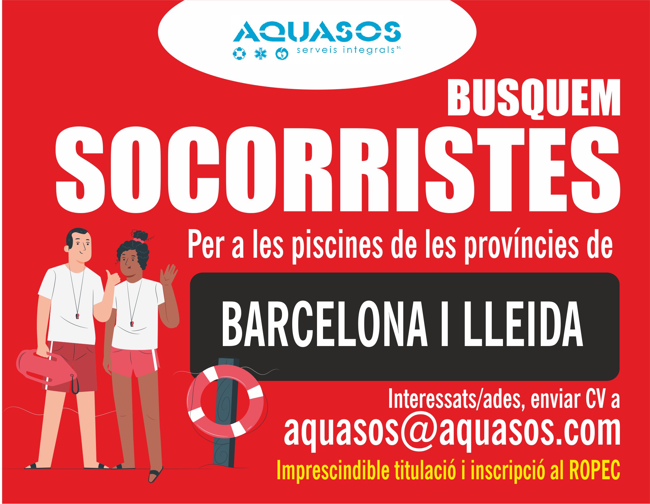 buscamos socorristas verano 2022 barcelona lerida lleida